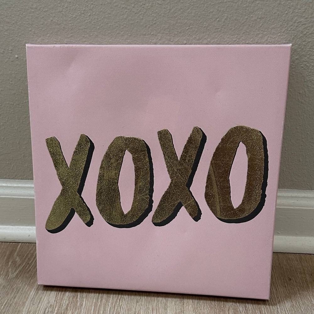 -Chic Pink and Brown XOXO Canvas Art